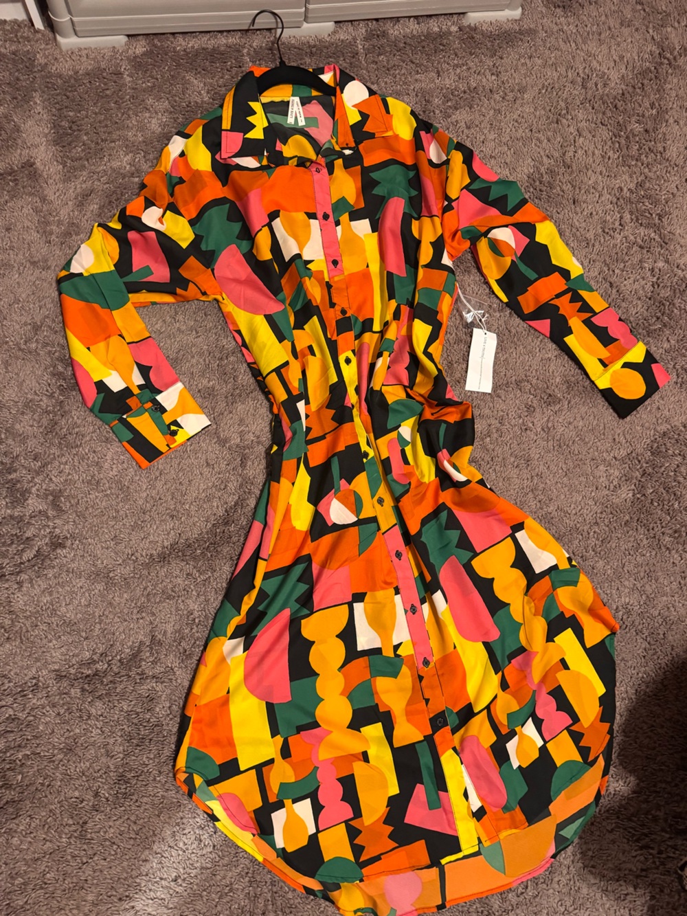 Women's Abstract Print Button-Front Shirt Dress in Multi